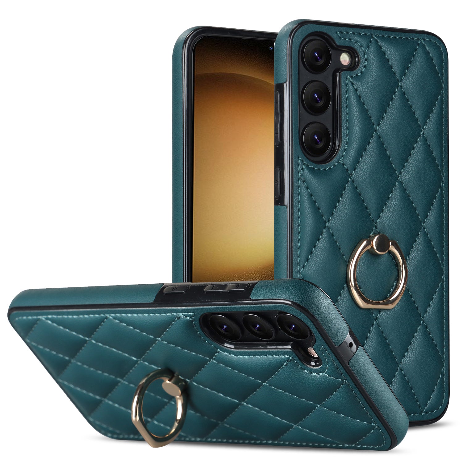 For Samsung Galaxy S23 PU Leather TPU Phone Case Imprinted Rhombus Grid Pattern Kickstand Anti-Scratch Cover For Samsung Galaxy S23 PU Leather TPU Phone Case Imprinted Rhombus Grid Pattern Kickstand Anti-Scratch Cover